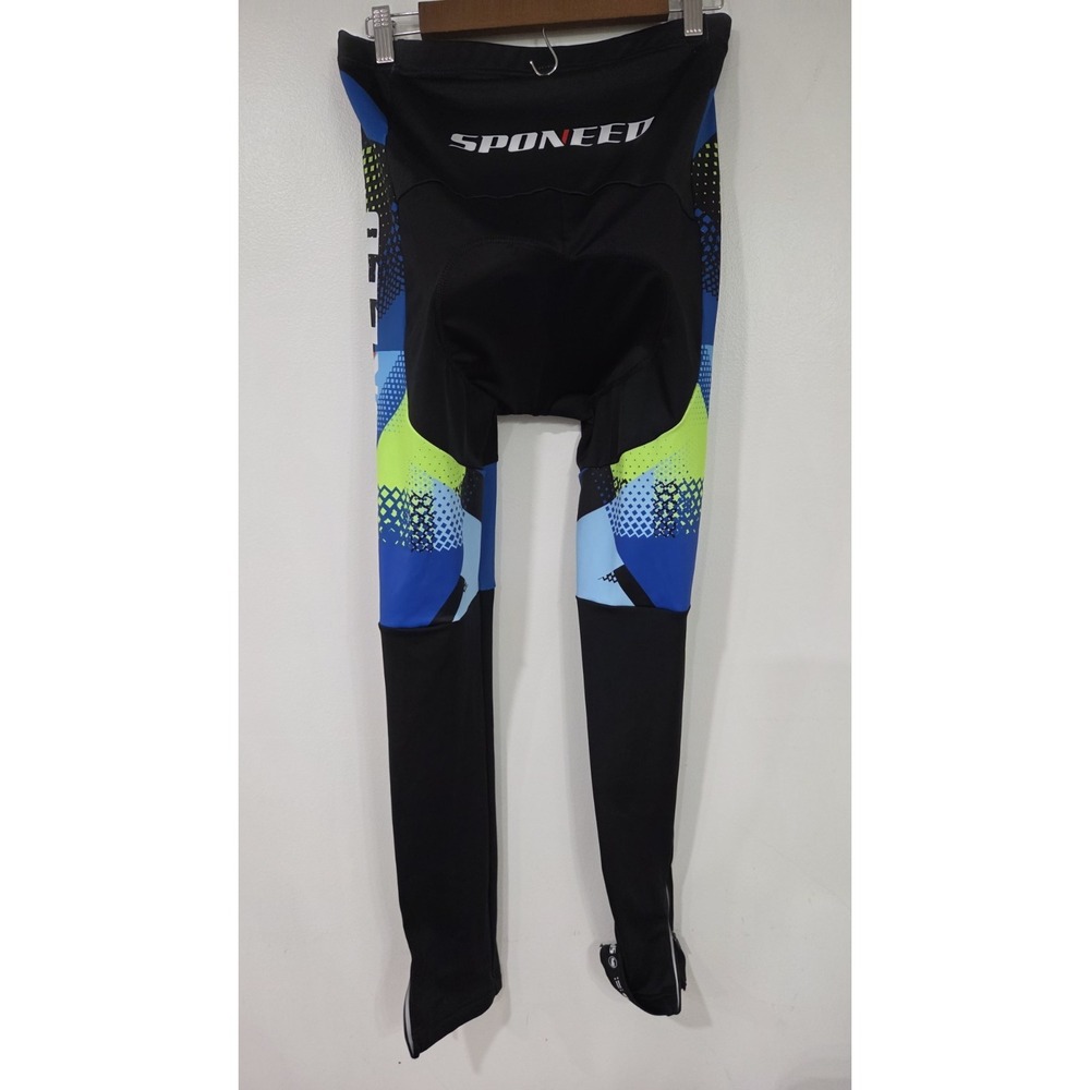 Sponeed Men's Padded Cycling Green Blue Tights Bottoms US XXL